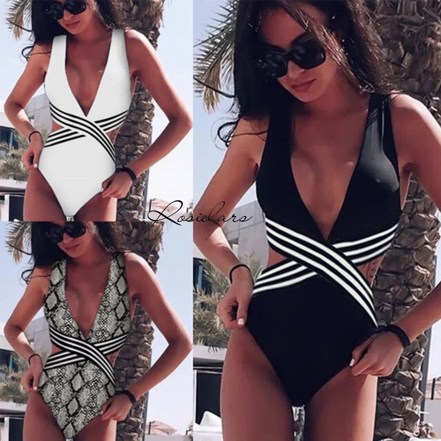 2019 ROSIELARS Летняя Пляжная Сексуальная один предмет женский купальник спереди крест
