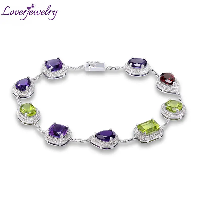 LOVERJEWELRY браслеты из драгоценных камней 14 к белое золото натуральный фиолетовый