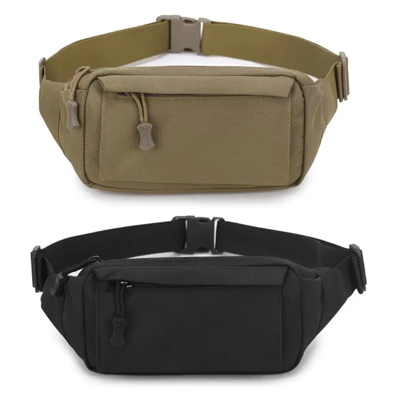 

THINKTHENDO Men Fanny Pack Chest Shoulder Bag with 3 Pockets Nylon Minitary Waist Bag 2020 Zipper Belt Bag Black/Khaki