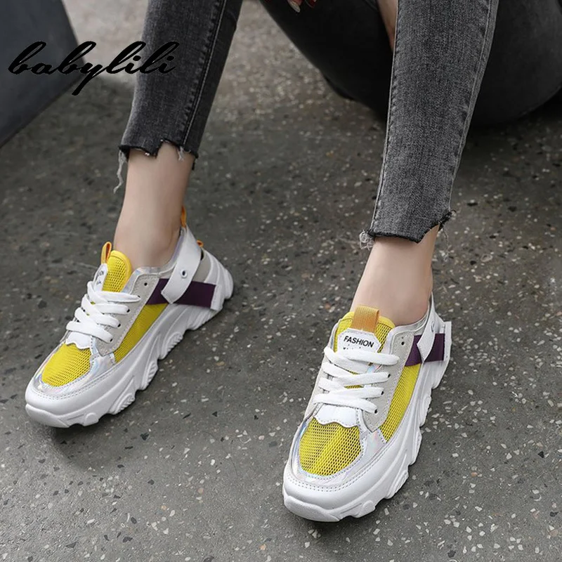 Женские кроссовки на толстой подошве повседневные дышащие вулканизированной