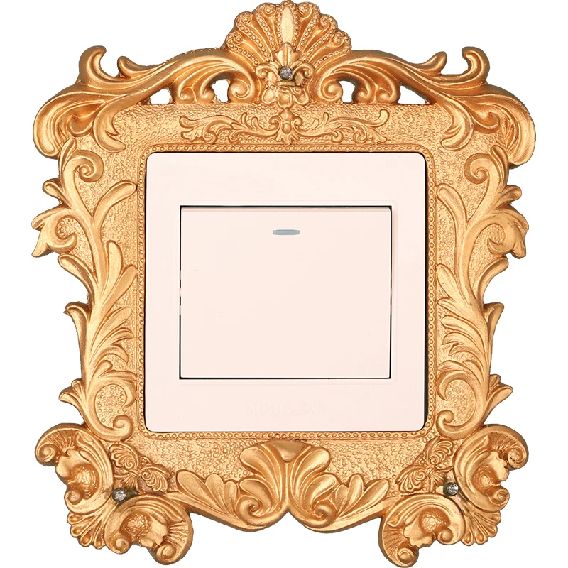 Roogo golden 3d switch panel sticker Luxury fashion royal decoration home accessories resin socket set wall stickers|wall sticker|stickers