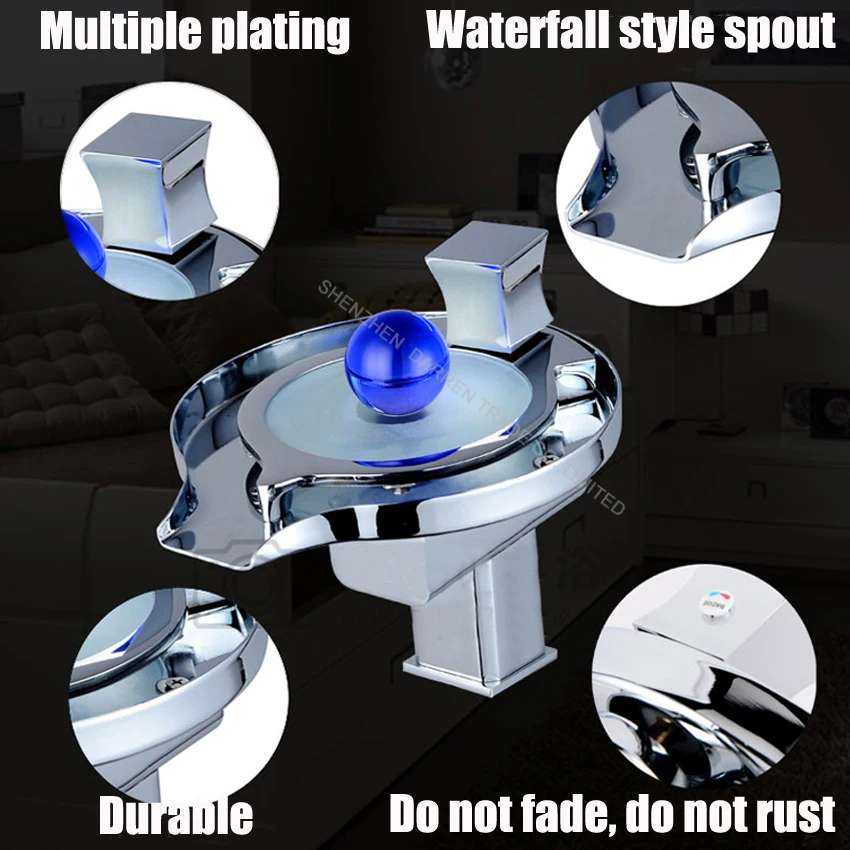 1 шт. светодиодный кран для ванной комнаты раковины латунный хромированный