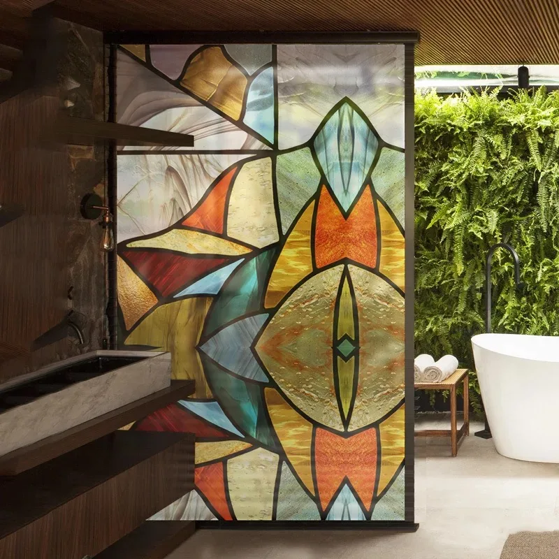 

Church Customized Privacy Window Film Stained Glass Sticker Static Glass Decals bathroom door Home Decorative Film for Furniture