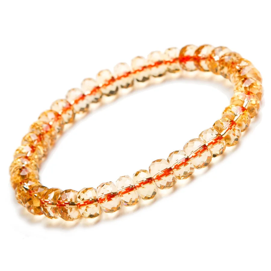 

Genuine Yellow Gold Natural Citrine Bracelet Beads Abacus Crystal Beads Stretch Bracelets 7-10mm AAAAA Drop Shipping For Women