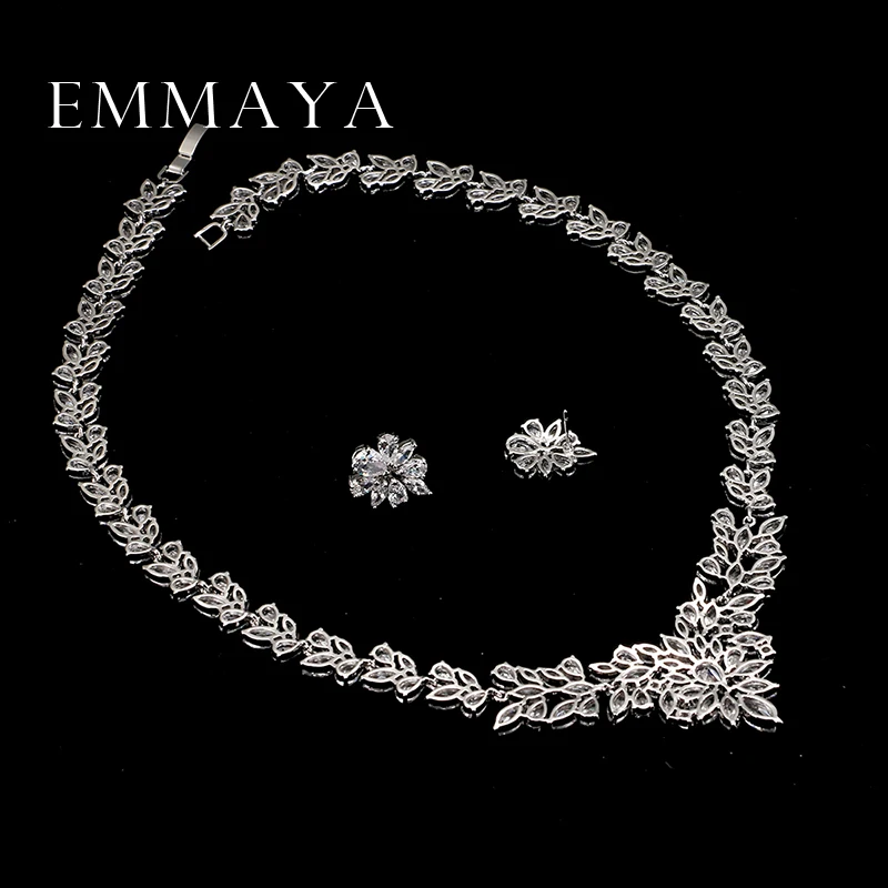Emmaya новый топ белый золотой пластина цветок AAA кулон/серьги с фианитом для женщин