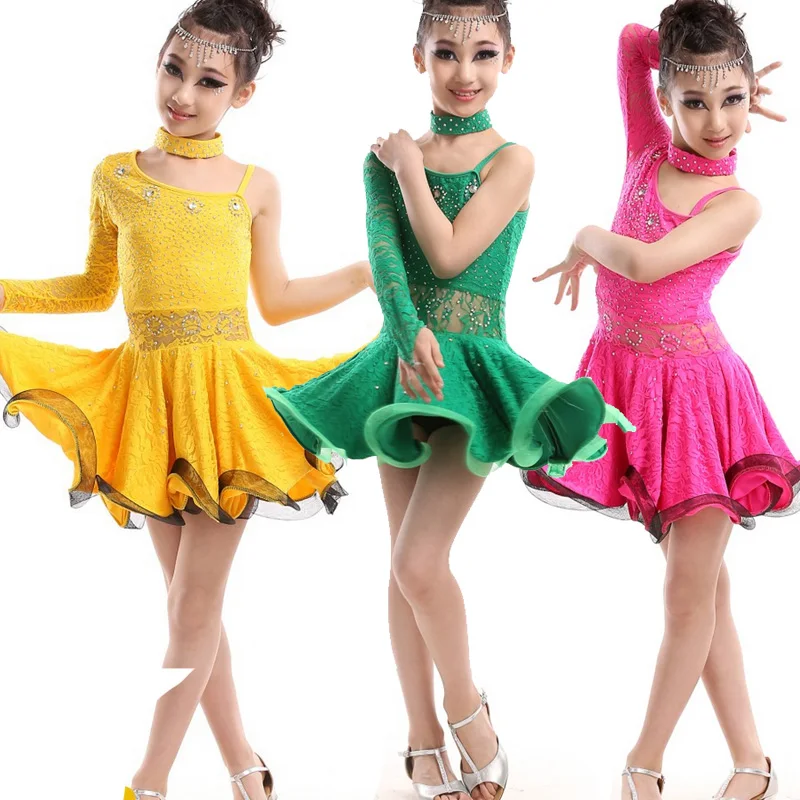 Детский Конкурс бальных танцев платье для латинских девочек танцевальные