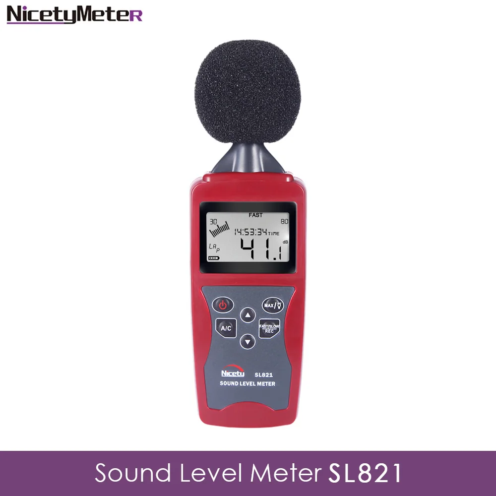 

Портативный цифровой измеритель уровня шума и звука Nicetymeter SL821 30-130dBA