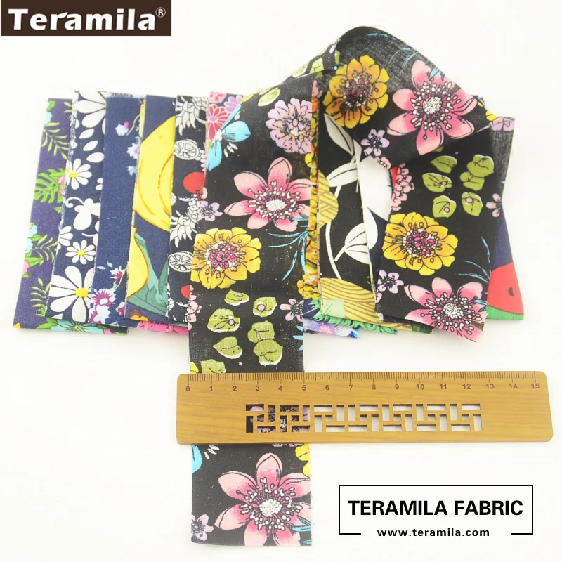 Teramila Cotton Poplin Tissue Deep Color Soft Jelly Rolls Strips Plain Fabric 12 Pcs/lot 5CMx50CM Quilting Patchwork Crafts|plain fabric|cotton