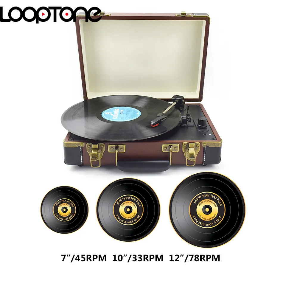 LoopTone Bluetooth Портативный 33/45/78 оборотов в минуту вертушки виниловых пластинок