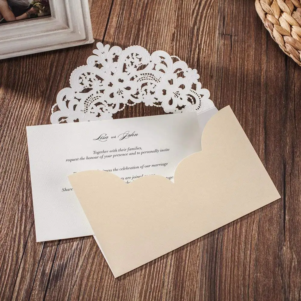100 шт. свадебные пригласительные открытки с лазерной резкой|Открытки и