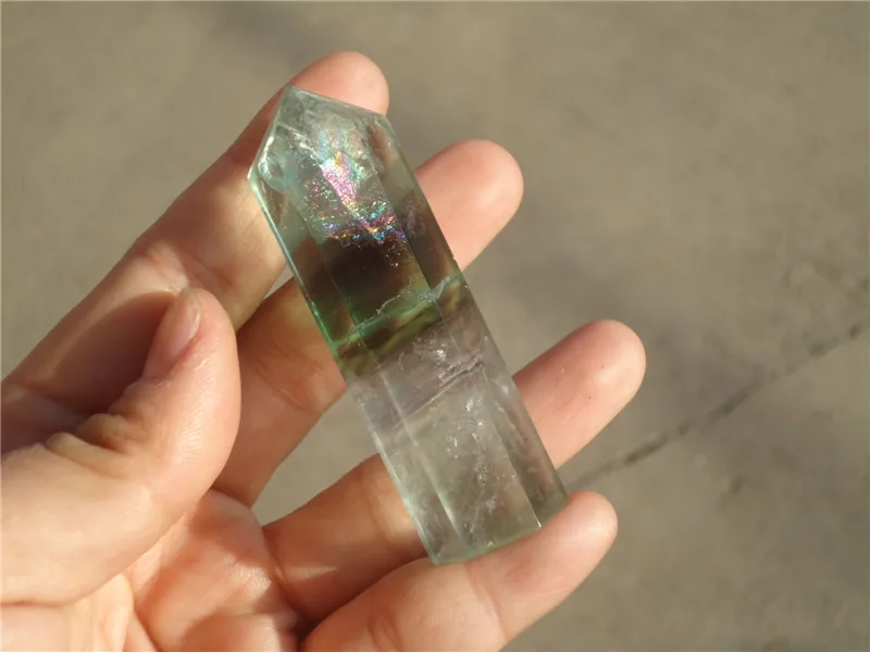 

Rainbow 65g NATURAL COLORFUL FLUORITE QUARTZ CRYSTAL WAND POINT HEALING