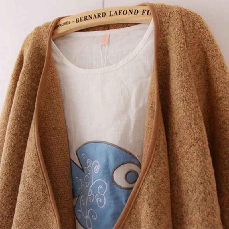 Новинка 2017 осенне-зимний женский кардиган Длинный свободный вязаный однотонный