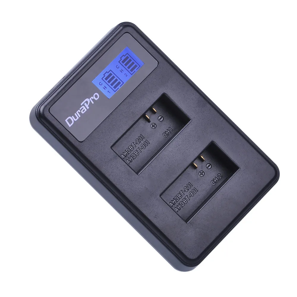 Зарядное устройство Durapro AHDBT-301 AHDBT 301 зарядное с ЖК-дисплеем и USB-портом для 302 Gopro Hero