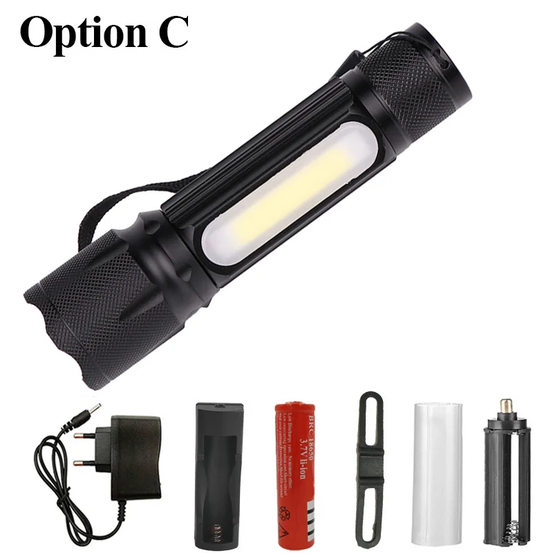 Option C Litwod Z20 1705B светодиодный фонарик 4000лм XM-L T6/COB Zoomable 4 режима алюминиевый фонарь для кемпинга фонарь для аккумулятора 18650 - Испускаемый цвет: Option C
