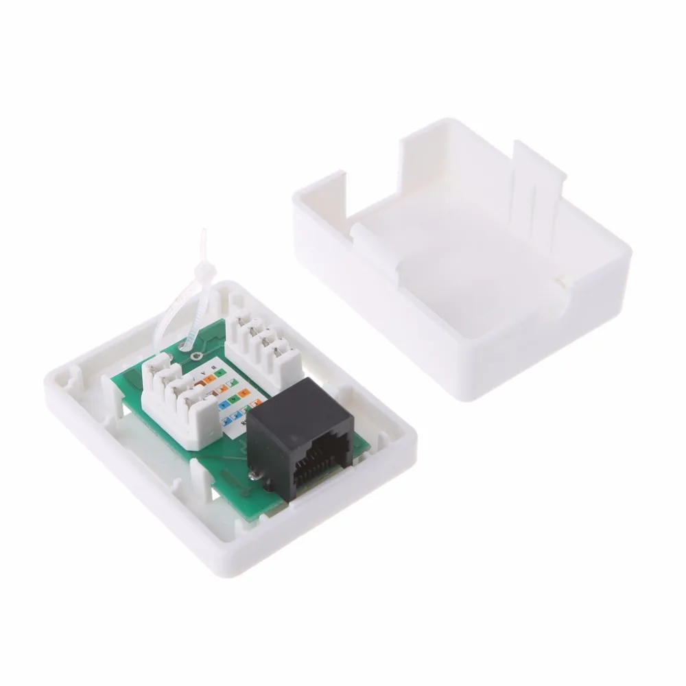 

Cat6 RJ45 8P8C Wall Coupler Jack Adapter UTP Unshielded Single Port Desktop Mount Box White