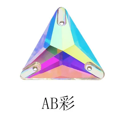 White /Crystal AB T-riangle shape Glass Crystal sew on rhinestones with TWO holes Diy wedding dress accessories Free shipping | Дом и сад