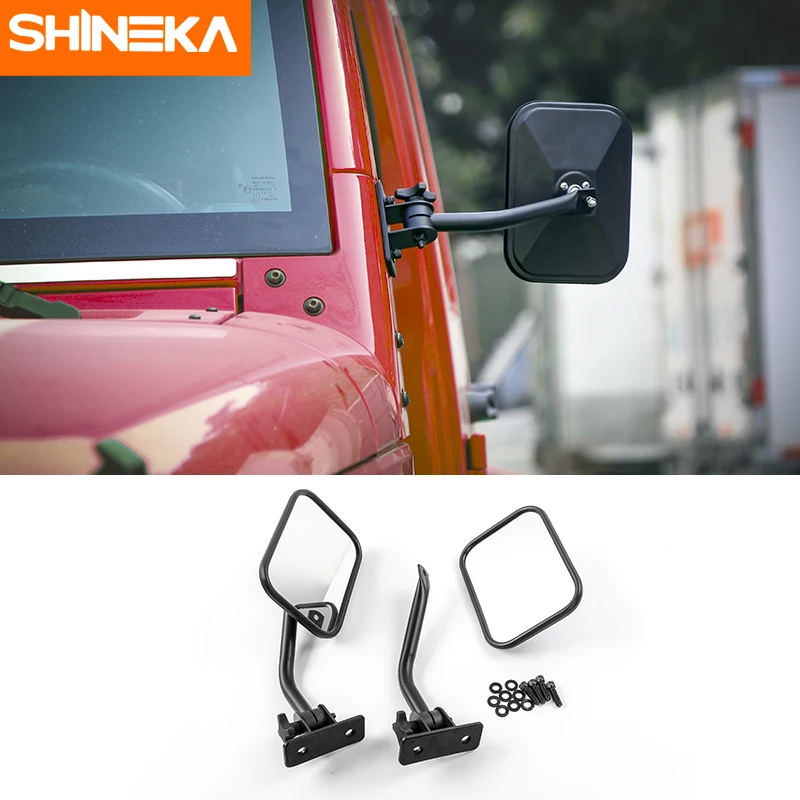 

SHINEKA Car Exterior Side Door Rear View Mirrors For Jeep Wrangler JK TJ CJ LJ Adjustable Angle Lens Blind Spot