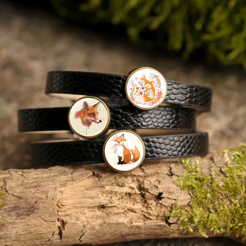 XUSHUI XJ милый Лисий стеклянный куполообразный Шарм браслет женские ювелирные