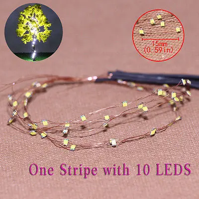 

evemodel DD85W1510 5 Strips 10-LED Pre-soldered micro Copper Wired WHITE SMD LED 0805 model train 1/35 railway modeling