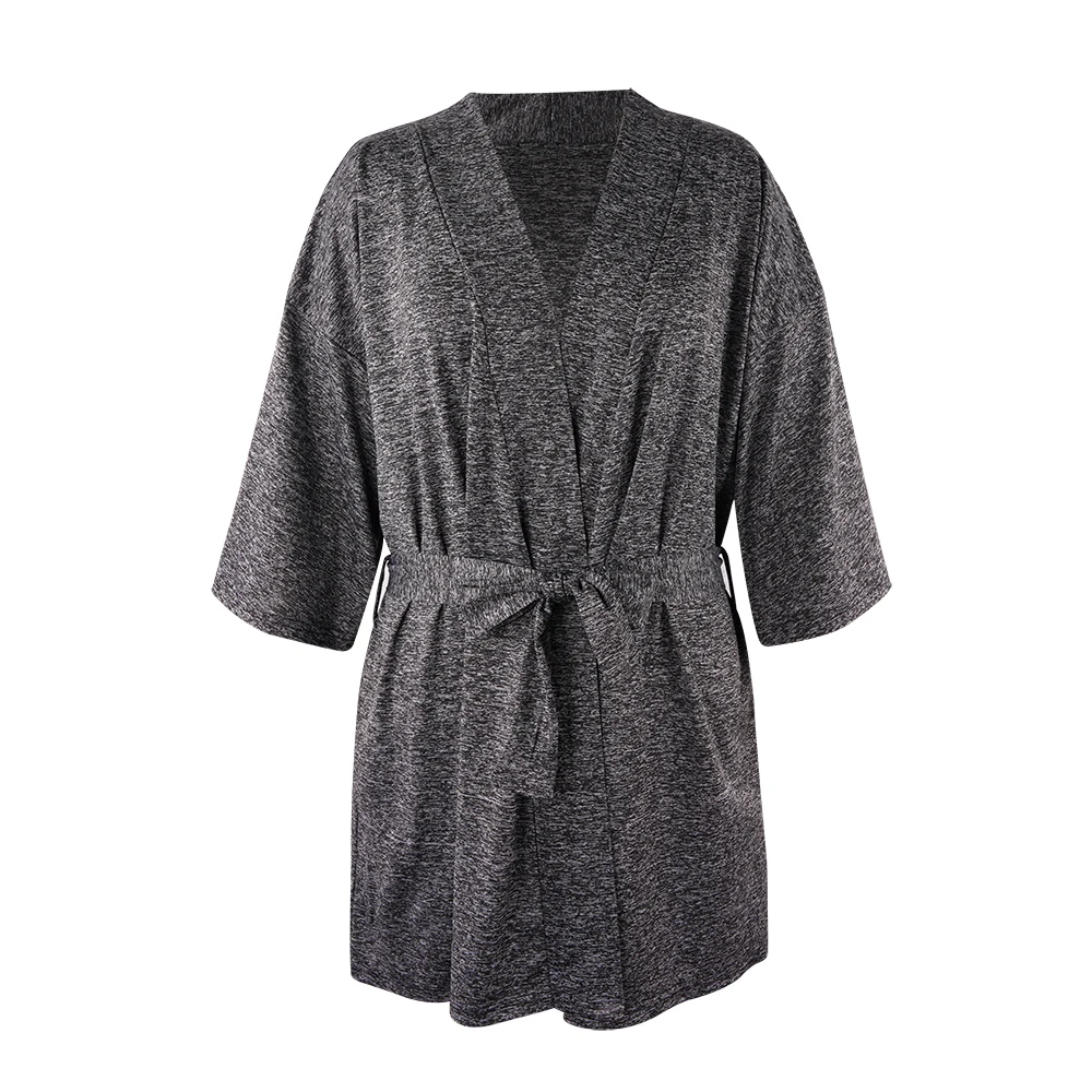 

2019 Women's Soft V-neck Nightwear Dressing Robe Half Sleeve Sashes Bath Robe Female Knitted Print Spring Sleepwear Pajamas