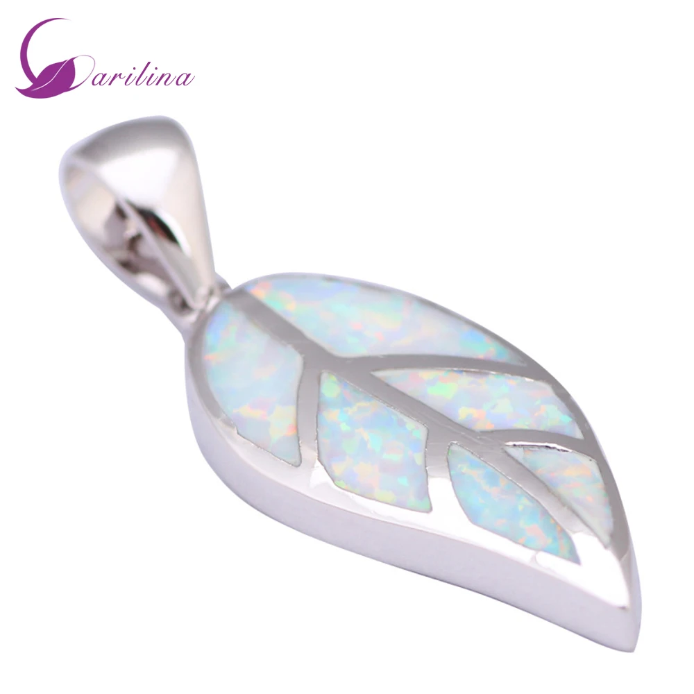 

Womens Fashion White Fire Opal Silver Color Overlay Pendant For Women Jewelry P037