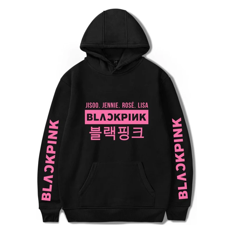 Luckfidayf Blackpink kpop толстовки с надписью Женская толстовка из хлопка с длинным рукавом черный розовый kpop повседневная одежда 4xl
