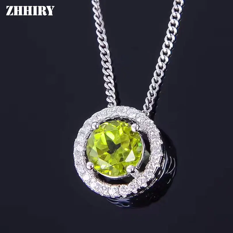 ZHHIRY женское Настоящее натуральное Перидот драгоценное 925 пробы Серебряное Ожерелье Подвеска для дам и девушек Настоящее ювелирное изделие