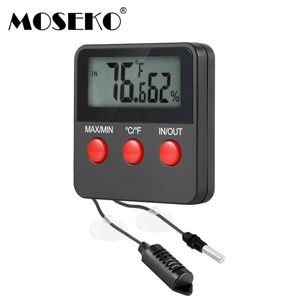 

MOSEKO Digital LCD Thermometer Hygrometer Indoor Outdoor Temperature Humidity Monitor Meter for Egg Incubator Pet Keeping