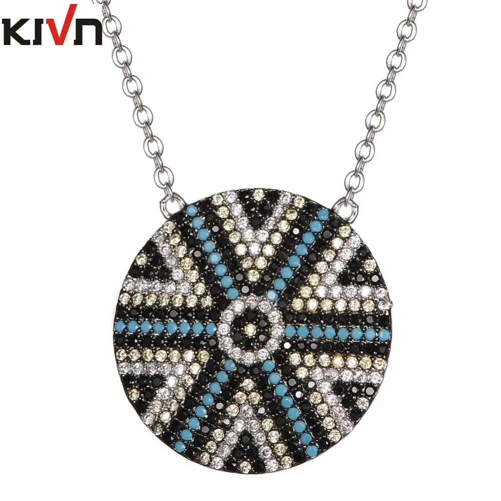 

KIVN модные ювелирные изделия турецкие голубые глаза проложить CZ кубического циркония женские Девушки Свадебные подвески ожерелья подарки н...