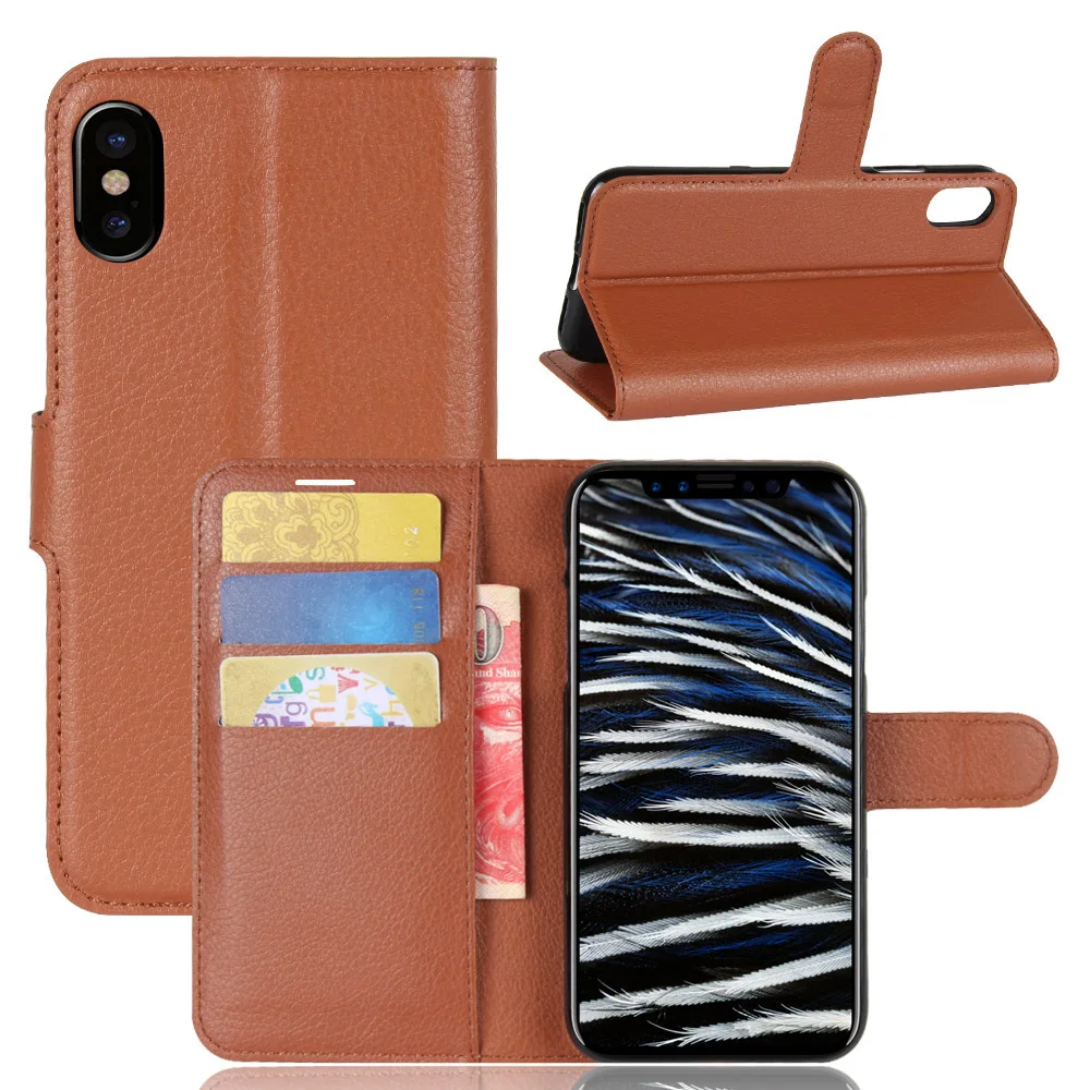 

Для iphone X 30 шт./лот Бесплатная доставка кошелек из кожи Личи ПУ + ТПУ чехол держатель для карт для iphone X