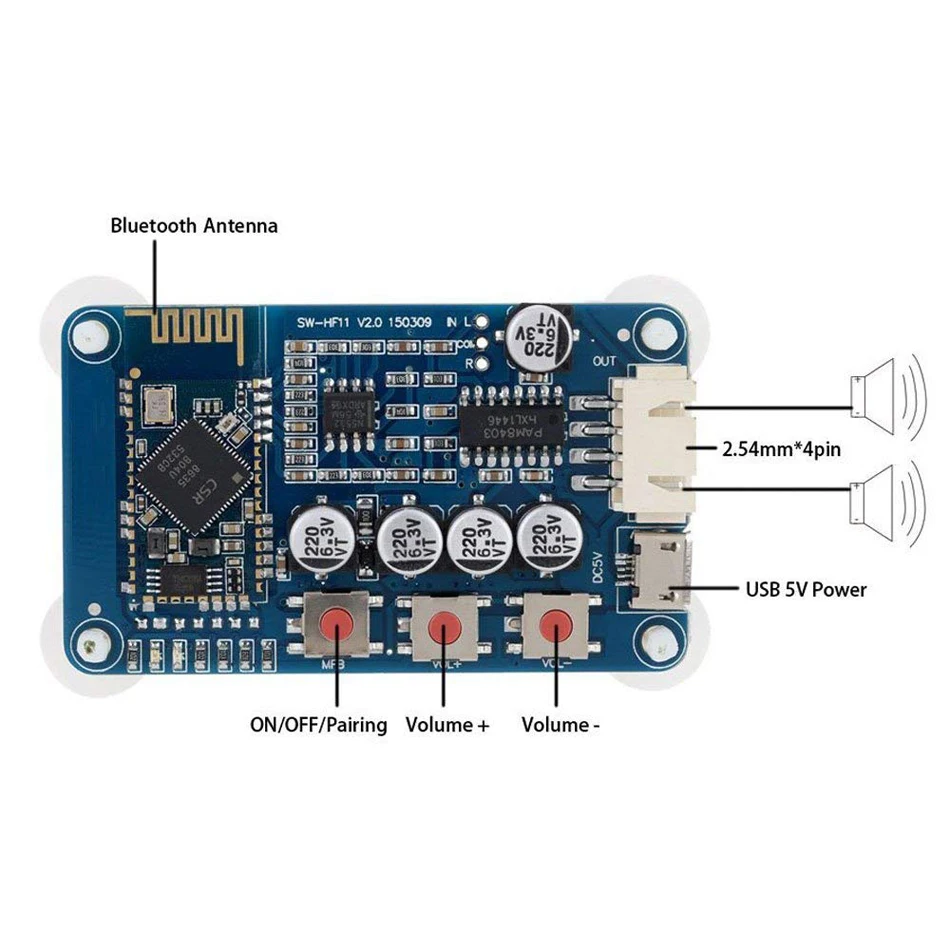 CSR8635 PAM8403 стерео усилитель модуль Bluetooth 4 0 HF11 цифровой аудио приемник доска для
