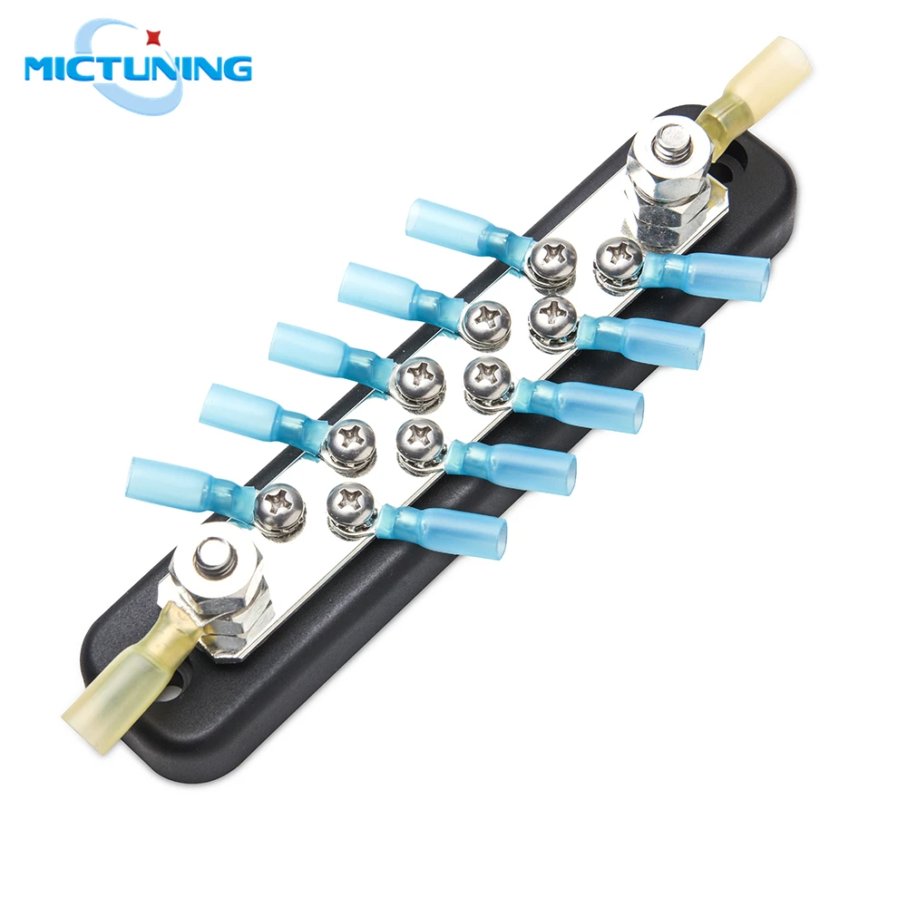 MICTUNING, 10 терминальных шин, комплект, 600 В, автобусный бар, распределительный блок с 10 винтами+ 2 шпильки+ 12 термоусадочных колец