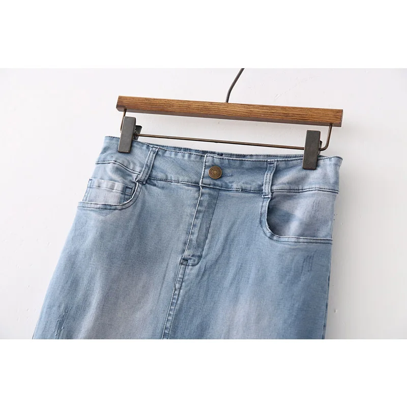 Leo Grand women fashion denim ripped skirts korean style slim split elastic fringe tassel faldas calf 908062 | Женская одежда