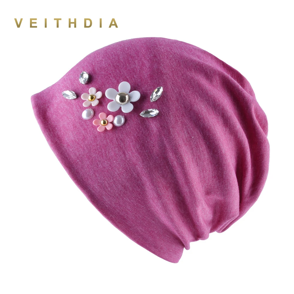 Женская трикотажная двухслойная шапка VEITHDIA осенне зимняя из хлопка 2019|Женские