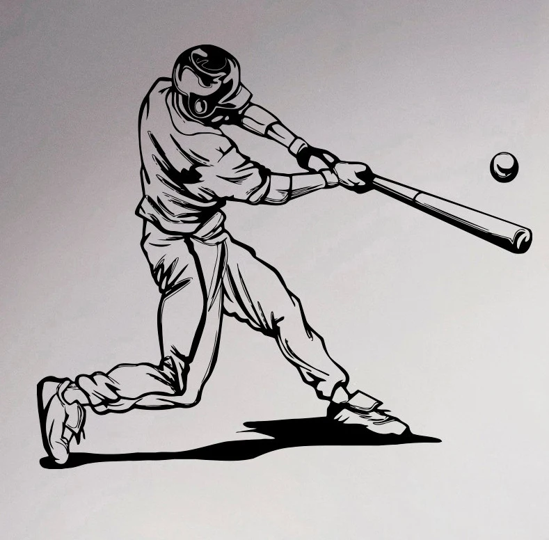 

Baseball Batter Player Wall Decals Sport Vinyl Sticker Graphic Decor School Dorm Home Living Room Bedroom Mural Stencil