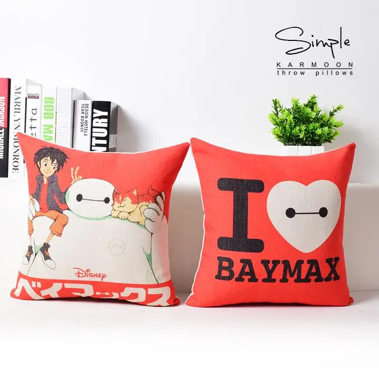 Подушка Big Hero Baymax американская аниме мультяшная льняная наволочка декоративные
