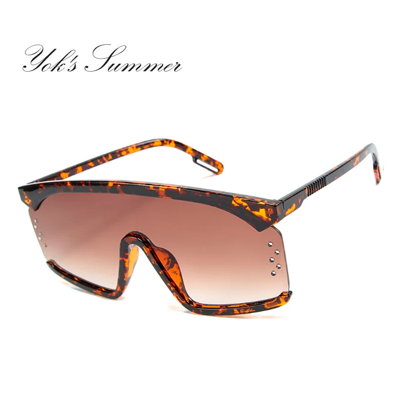 YOK'S Women Pink Oversized Conjoined Sunglasses Vintage Square Semi-Rimless Tint Ocean Lens Flat Top Goggles Sun Glasses WN1298 |