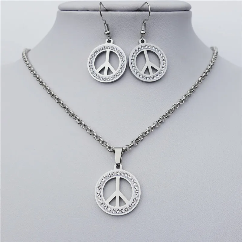 Набор украшений мир 20 мм инкрустированная глиной Стразы ожерелье серьги из