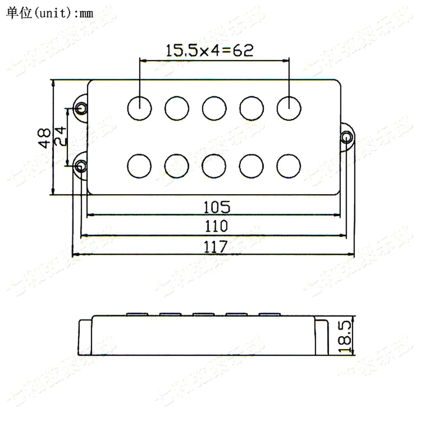 1 шт. 5 струнных басов Humbucker двойная катушка Пикап для электрической бас гитары 4