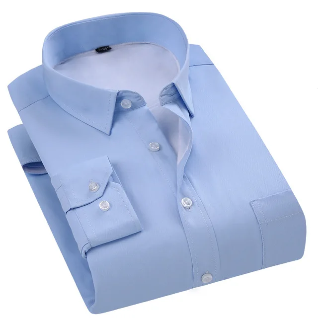 Light blue Модная зимняя мужская рубашка, Повседневная, однотонная, в полоску, теплая, термо, Camicia, брендовая, черная, белая, синяя, блузка, большой размер 8XL 7XL 6XL 5XL XXXXL - Цвет: Light blue