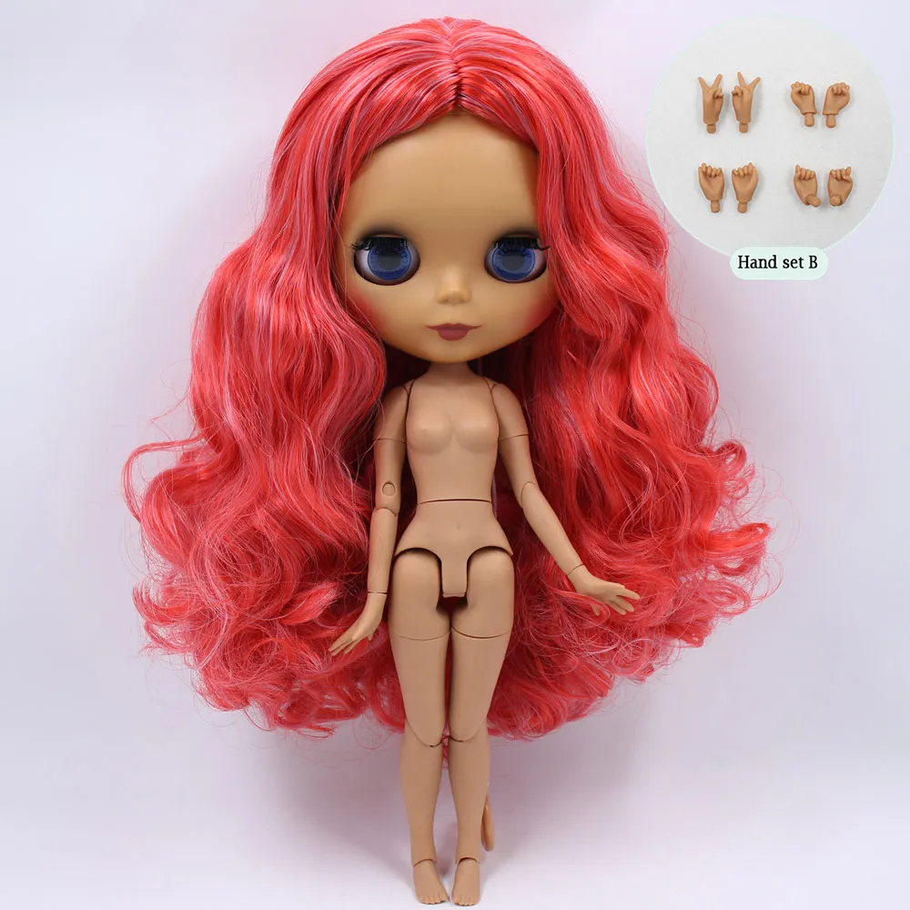 ICY Nude Blyth изготовленная на заказ кукла No. BL1063/1061 красные смешанные волосы 1/6 bjd, pullip, licca, jerryberry - Цвет: C doll with hand B