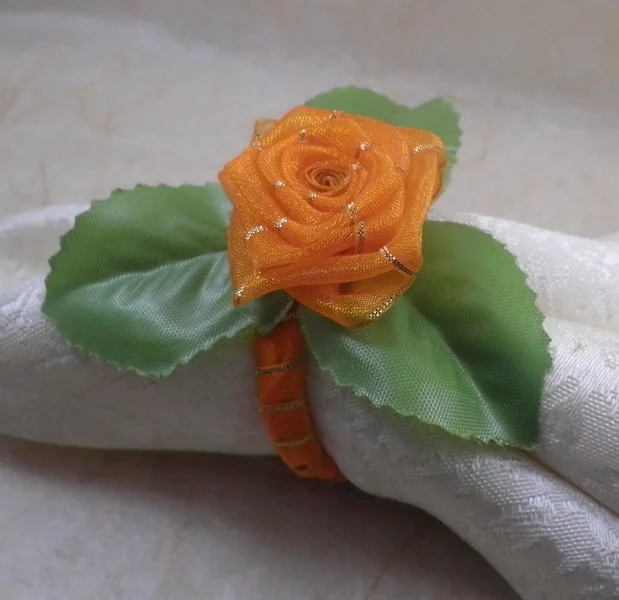 

rose napkin ring in orange,napkin holder for decoration