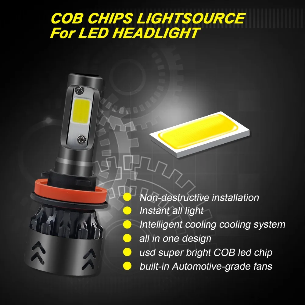 CARLITS Автомобильная фара Blubs H7 H4 LED H8 H9 H11 HB3 9005 HB4 9006 H1 2 шт. 60 Вт 6800LM 6500 к Авто Передняя