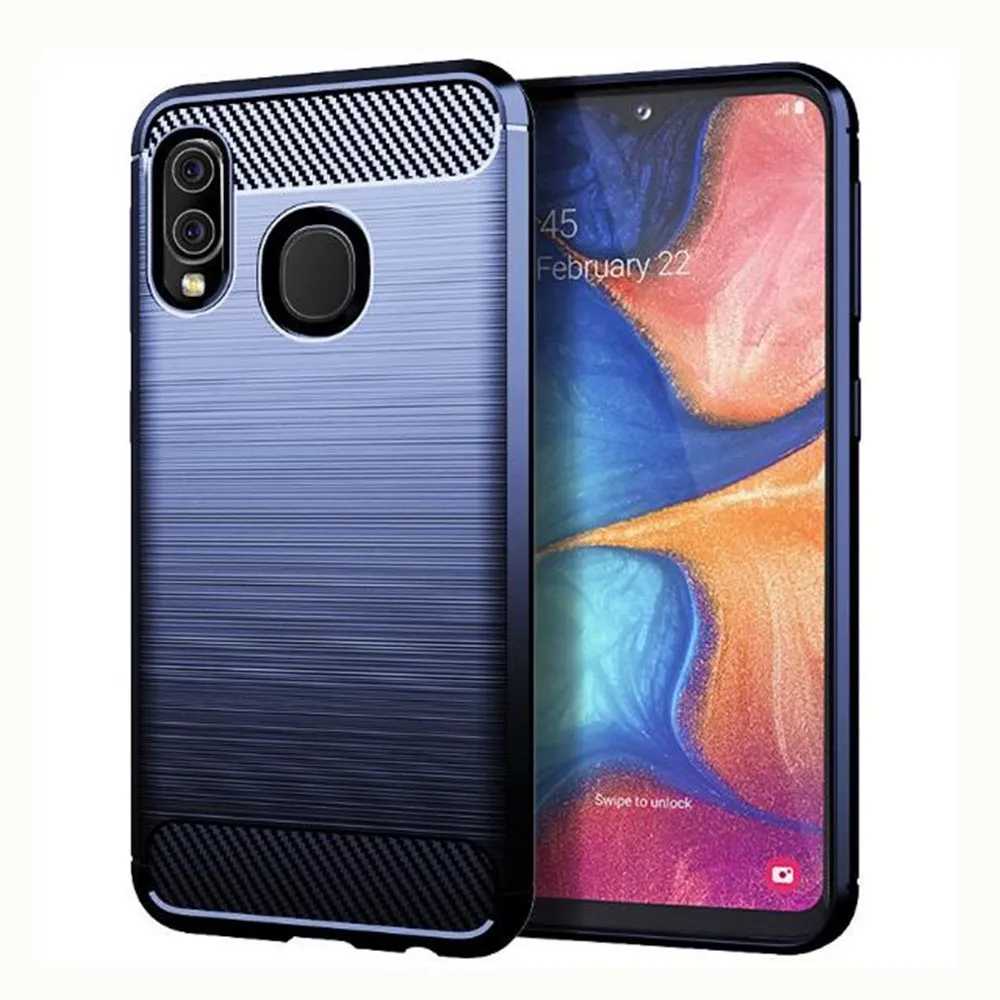 Чехол из углеродного волокна для Samsung Galaxy A20e резиновый силиконовый чехол