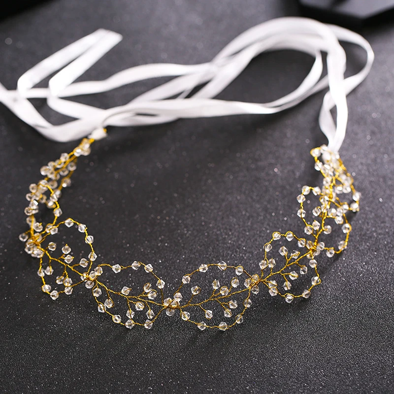Свадебные Украшения Hairband Кристалл Золото Цветочные Tiara Головной Убор