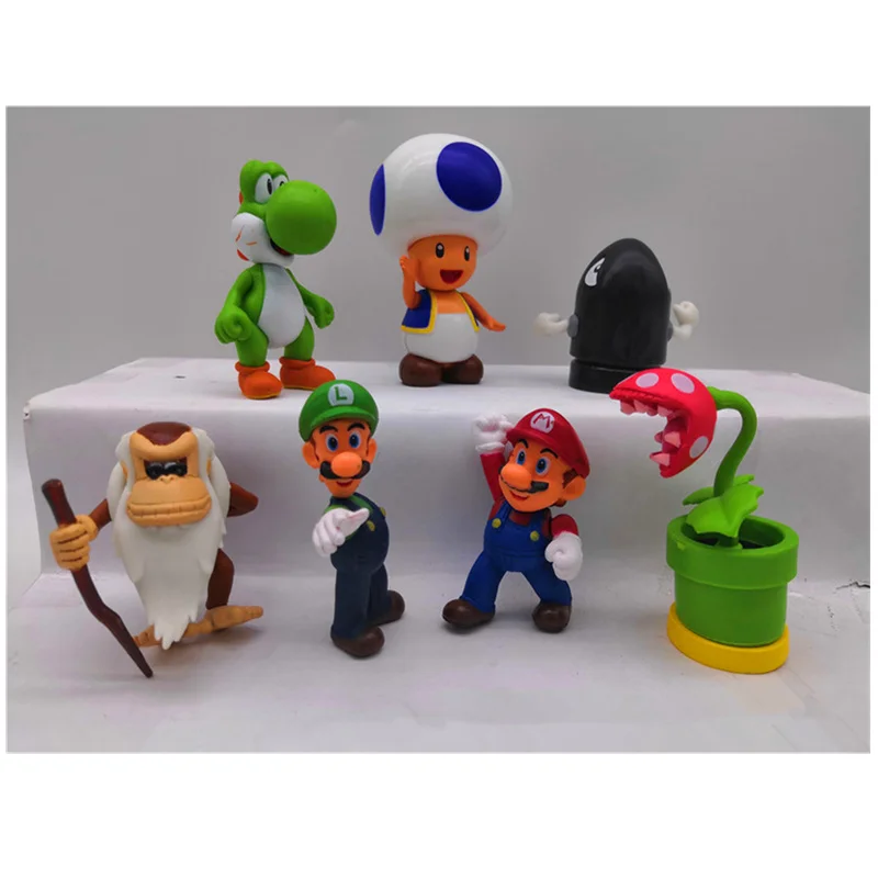 6-9CM Super Mario 7 Pcs/set Green Dragon Louis PVC Model Collection Childhood Ver Toy Opp Bag Decoration Birthday Gift H381 | Игрушки и