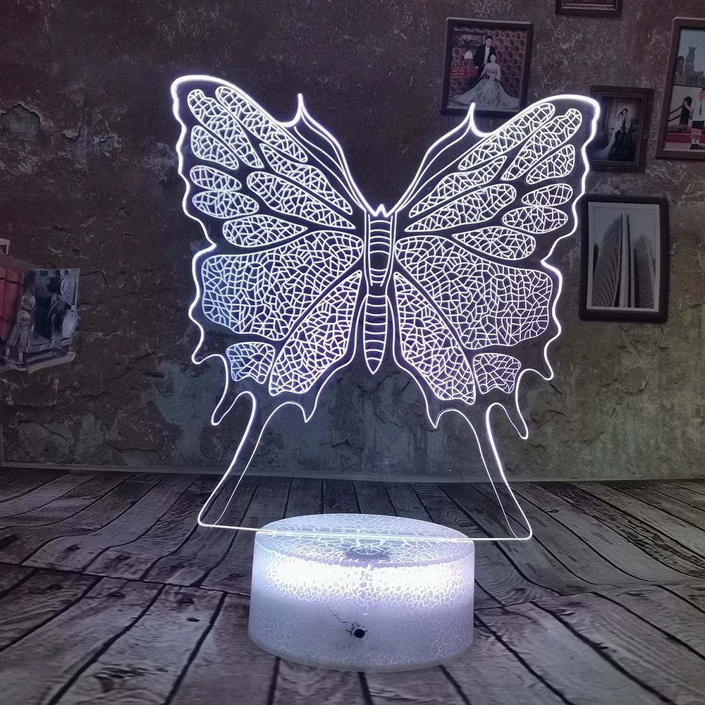 Прямая поставка красивый RGB Бабочка 3D светодиодный ночник цветной 7 видов цветов