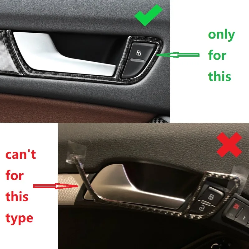 4 шт. наклейки на дверную ручку из углеродного волокна для Audi A4 B8 2010 2011 2012