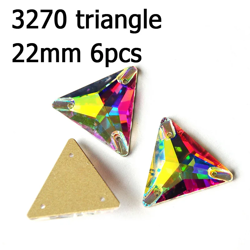 Triangle 22mm 6pcs Кристалл AB пришить стразы различные Стразы радужные бусины Стразы для шитья ювелирных изделий платье гимнастика украшения одежды - Цвет: Triangle 22mm 6pcs