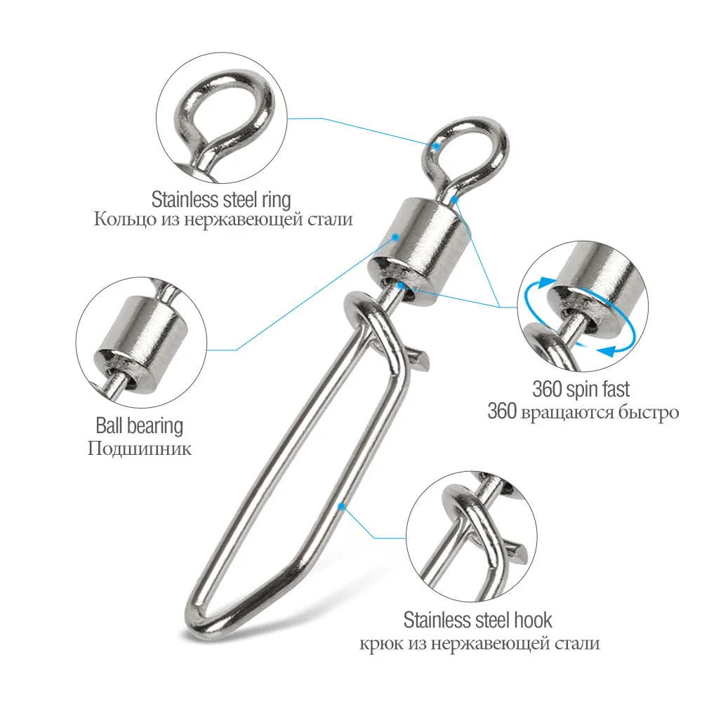 DONQL 10/20/50 шт. рыболовные Вертлюги Коннектор с Т-образной защелкой 2 #-10 # для снасть